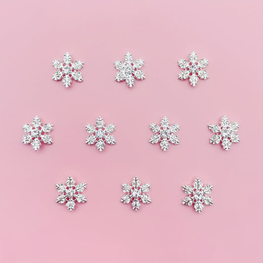 10pcs Christmas Snowflake Nail Charms with Rhinestones 3D Nail Gem Jewelry