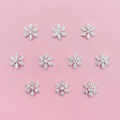 10pcs Christmas Snowflake Nail Charms with Rhinestones 3D Nail Gem Jewelry