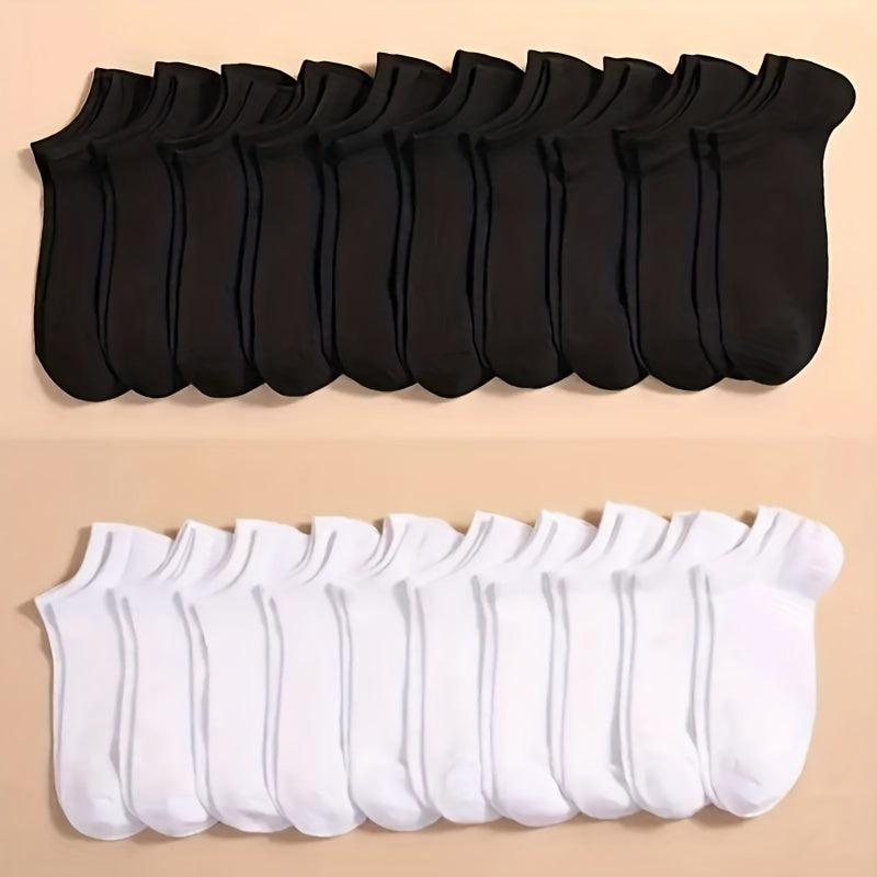 10 Pairs Unisex Solid Lightweight Ankle Socks Women's Stockings & Hosiery