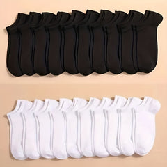 10 20 40 Pairs Solid Socks Comfy Breathable Crew Ankle Socks Women's Stockings