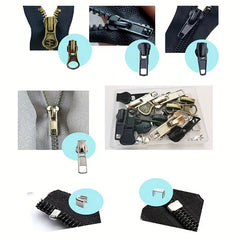 57pc Zipper Repair Kit for Coats Jackets Metal Plastic Nylon Zipper