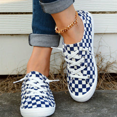 Women's Checkerboard Canvas Slip-On Shoes