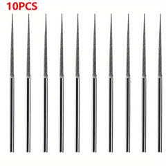 10pcs Diamond Grinding Head Burr Punch Needle Bits 3mm Shank Small Long Cone 1mm