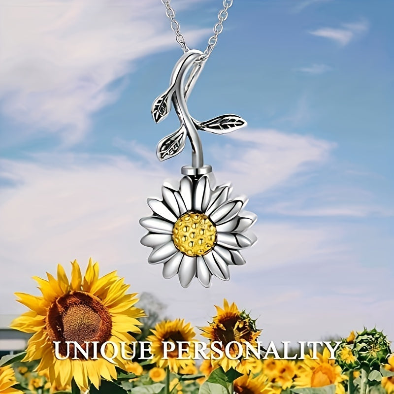 Sunflower Cremation Pet Ashes Urn Necklace & Ring Set