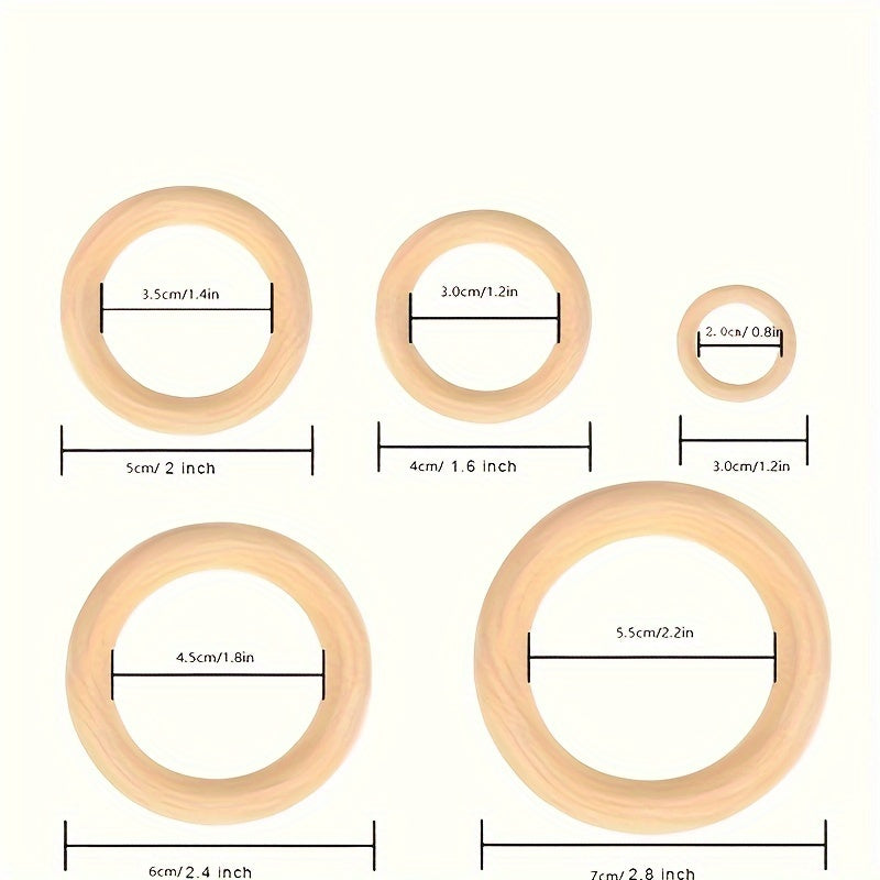 Natural Wood Circles Beads Wooden Ring for DIY Jewelry Making Crafts