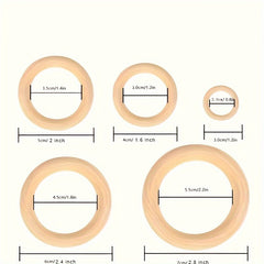 Natural Wood Circles Beads Wooden Ring for DIY Jewelry Making Crafts