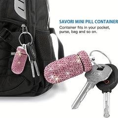 Waterproof Pill Holder with Keychain Bling Pill Box