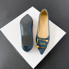 Women's Metallic Low Heel Pointed Toe Office Work Shoes