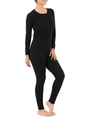 2pcs Thermal Yoga Set Ribbed Top & Leggings Women's Activewear