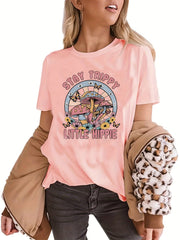 Mushroom Print Short Sleeve T-Shirt for Women