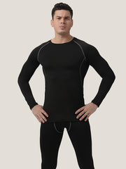 Men's Solid High Stretch Fitness Suit Long Sleeve T shirt & Yoga Legging Set
