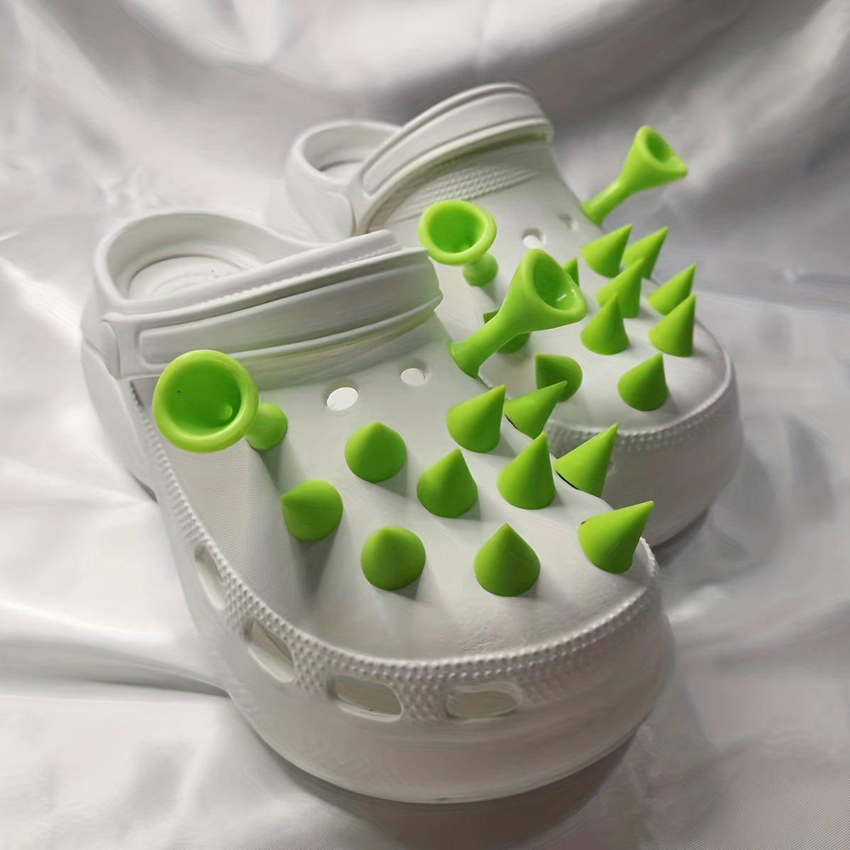 24pcs PVC Rivets and Ogre Ear Charms Set for Crocs Shoes DIY Decorations