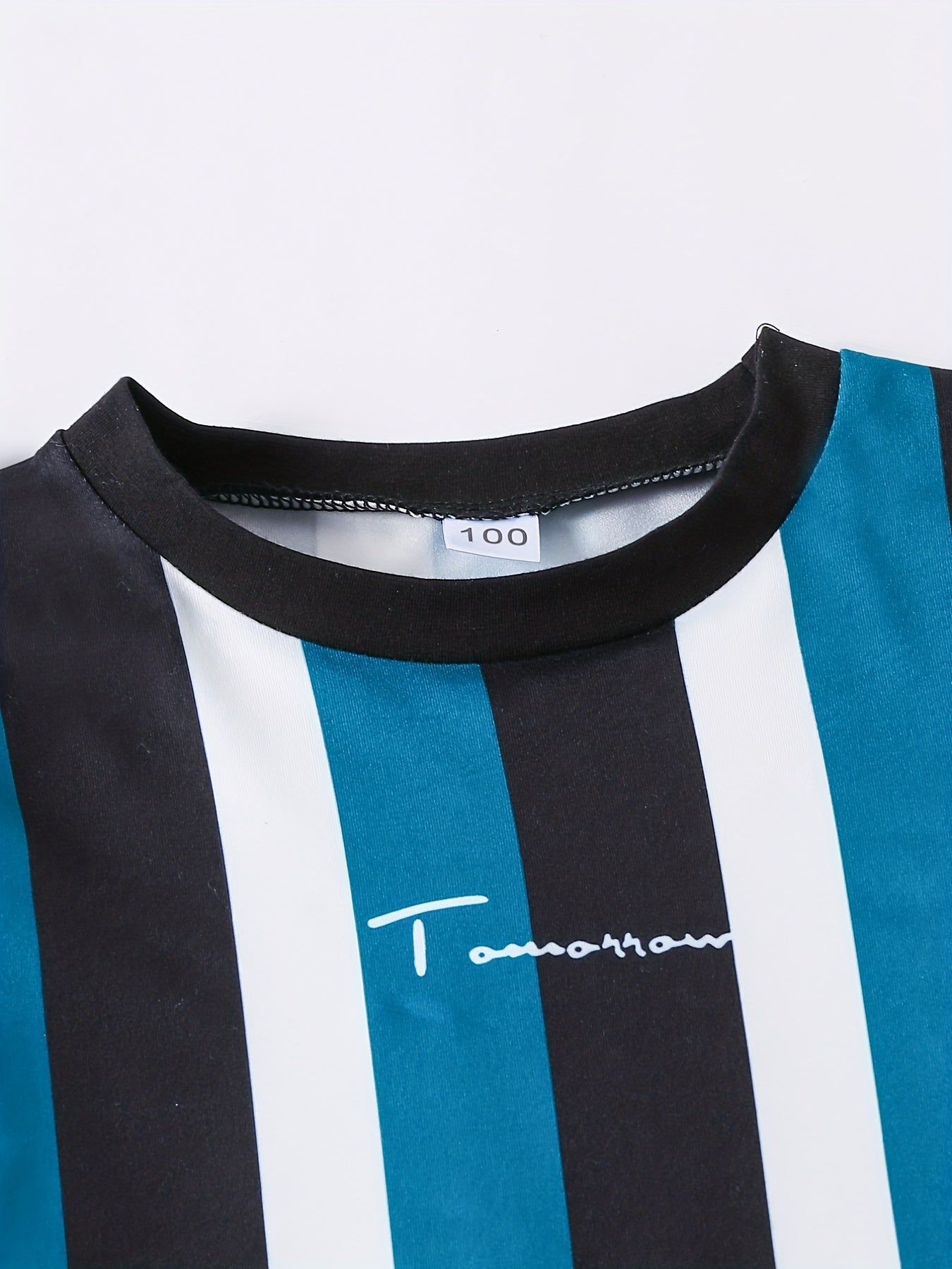 Boys Striped Casual Outfit Round Neck T shirt & Shorts For Summer Kids Clothes