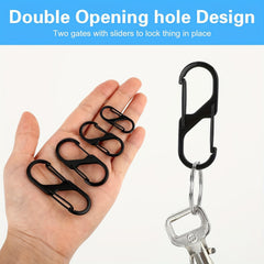 10pcs Stainless Steel S Type Carabiner Keychain Hook with Lock for Camping