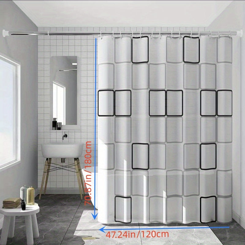Small Checkered PEVA Shower Curtain Waterproof Bath Curtain