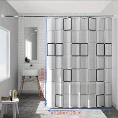 Small Checkered PEVA Shower Curtain Waterproof Bath Curtain