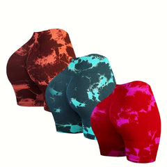Tie Dye Yoga Shorts High Stretch Running Fitness Sports Shorts Women's Activewea