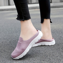 Breathable Knit Mule Sneakers Women's Slip On Shoes
