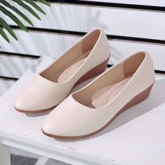 Women's Wedge Slip On Soft Sole Faux Leather Shoes