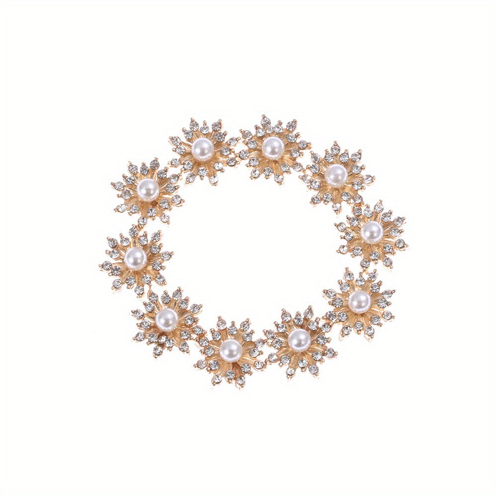 10pcs 16mm Snowflake Buttons Flatback Plating Pearl Buckle Rhinestone Button