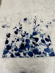 Women's Plus Floral Print Short Sleeve Button Up V Neck Blouse