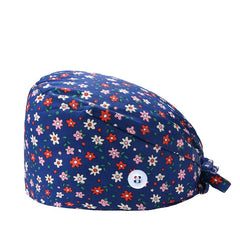 Floral Leopard Print Work Cap Vintage Cartoon Scrub Cap