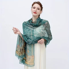 Leaf Paisley Print Scarf Thin Breathable Shawl Solid Head Wrap