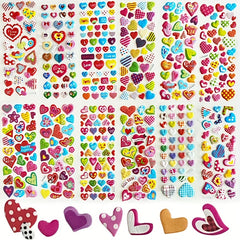 3D Love Heart Shape Stickers for Kids - Pack of 12