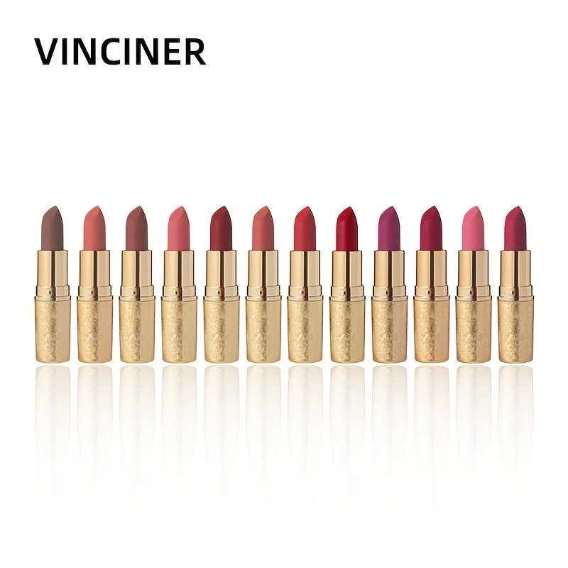 12 Color Nude Red Brown Matte Lipstick Hydrating Makeup