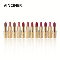12 Color Nude Red Brown Matte Lipstick Hydrating Makeup
