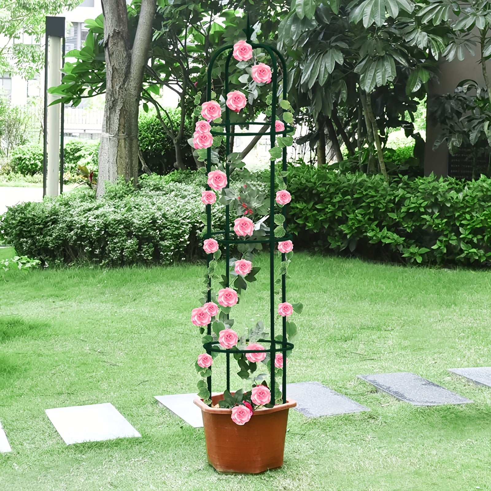 Tower Obelisk Garden Trellis Plant Support Vines Flowers Rustproof Green