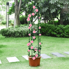Tower Obelisk Garden Trellis Plant Support Vines Flowers Rustproof Green