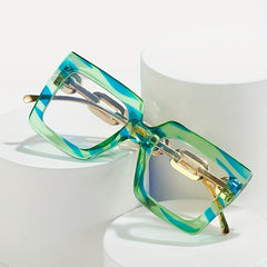 Y2K Block Chain Clear Lens Glasses Anti Light Reading Glasses