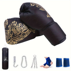 Adult Boxing Gloves & Oxford Cloth Sandbag Ankle Knee Pad Set