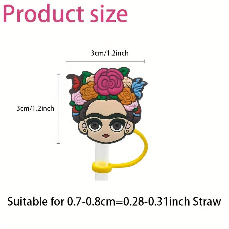 10pcs Cartoon Straw Cover Reusable Dustproof Straw Lids For Tumblers