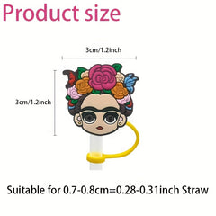 10pcs Cartoon Straw Cover Reusable Dustproof Straw Lids For Tumblers