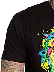Men's Active 3D Graphic T Shirt Stretchy Short Sleeve Tee for Summer