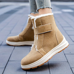 Women's Plush Lined Snow Boots Hook & Loop Ankle Boots