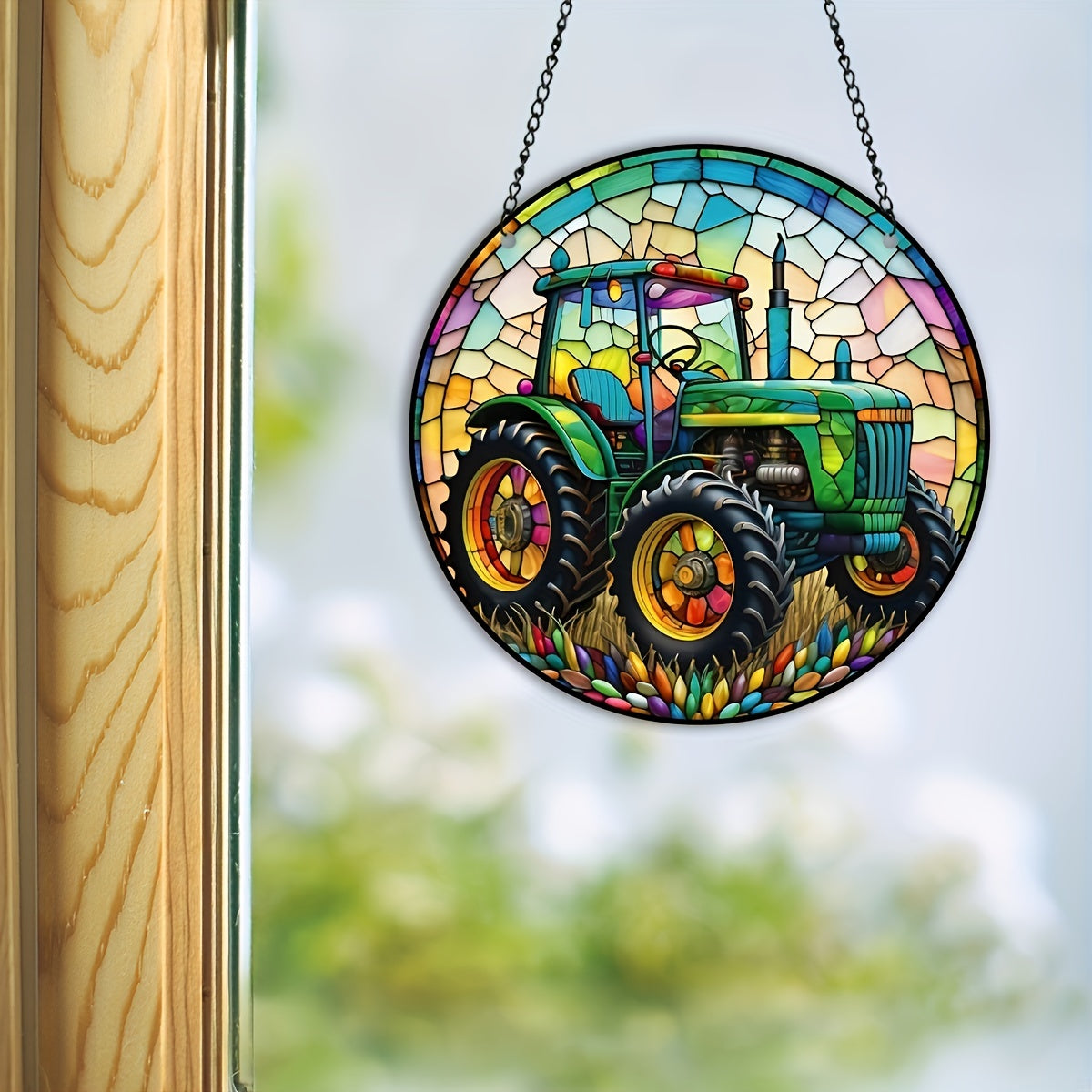 Tractor Pattern Suncatcher Home Decor & Field Tractor Lover