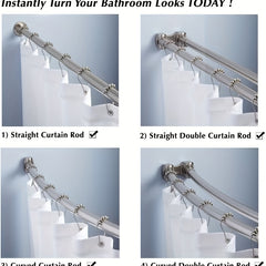 12pcs Stainless Steel Shower Curtain Hooks for Bathroom Shower Rods