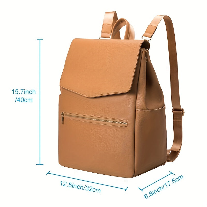 Stylish Vegan Leather Baby Bag Mommy Backpack Classic Baby Diaper Bag