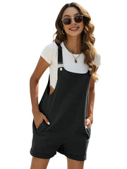 Solid Cami Jumpsuit Sleeveless Comfy Short Length Jumpsuit With Pockets