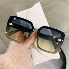 Y2K Large Square Glitter Gradient Sunglasses UV400