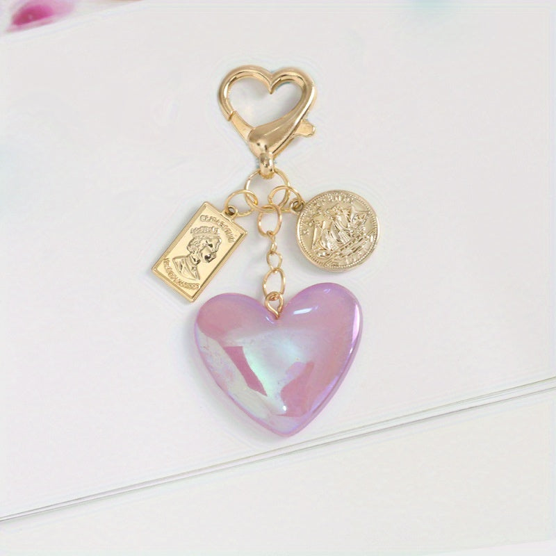 Y2K Glitter Heart Keychain Pendant Bag Accessory