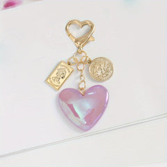 Y2K Glitter Heart Keychain Pendant Bag Accessory