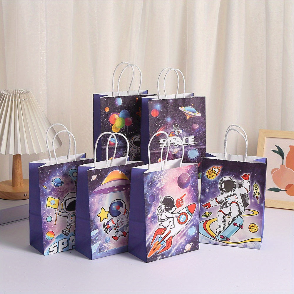 6pcs Spaceman Theme Party Supplies Candy Bag Birthday Gift Wrapping Bags