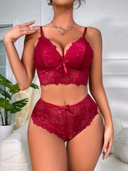 Floral Lace Lingerie Set: Push Up Bra & Cheeky Panties