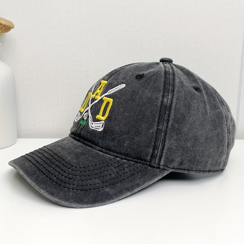 Distressed Gray Golf Baseball Cap Embroidery Unisex Adjustable Sun Hats