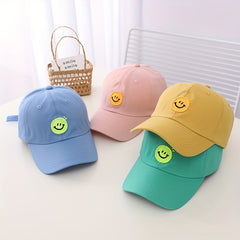 Kids Summer Peaked Cap Smiley Embroidery