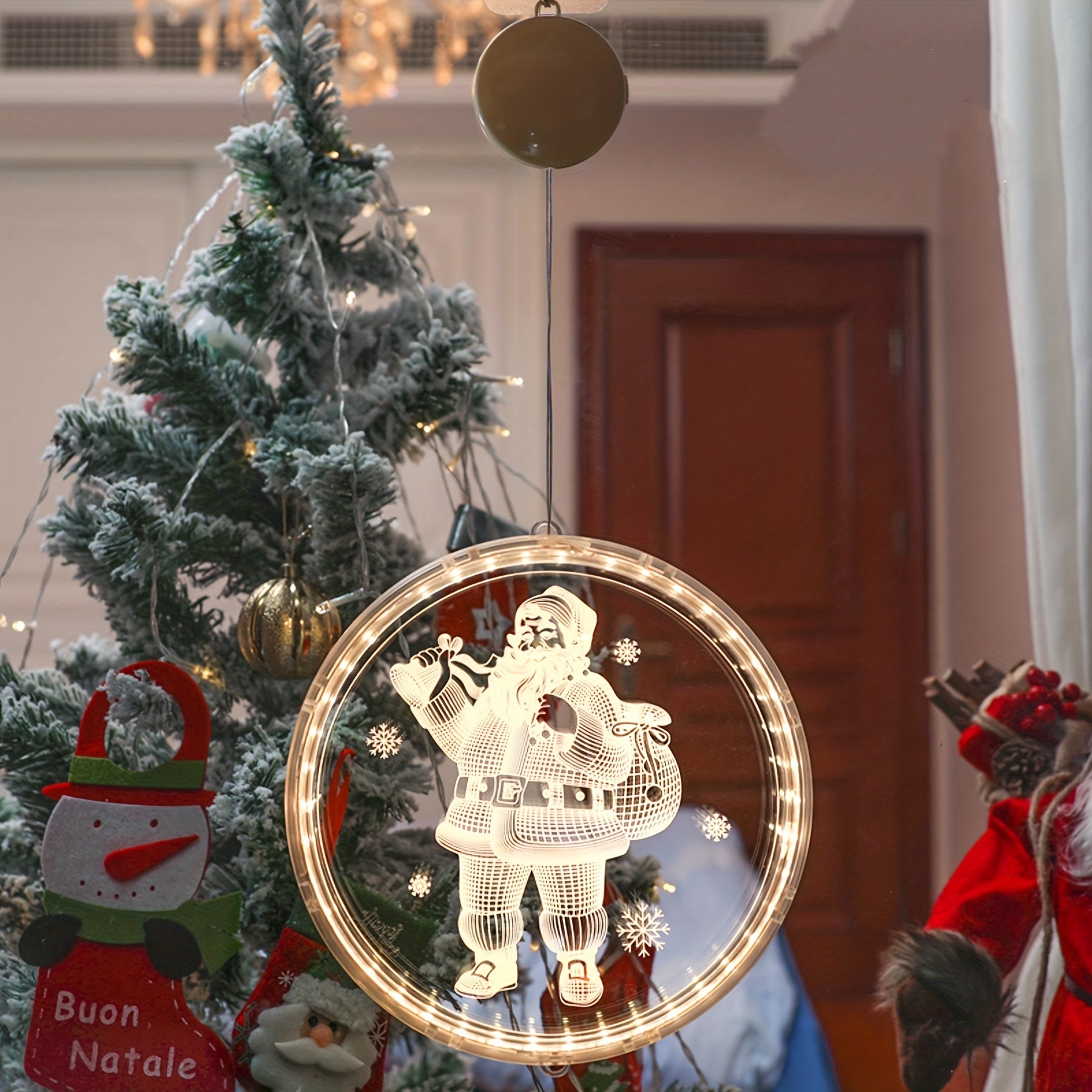 LED Christmas Window Lights Decorations - Hanging 3D Lights for Fireplace